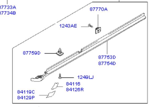 877522E000 Hyundai/Kia listón de acceso exterior derecho