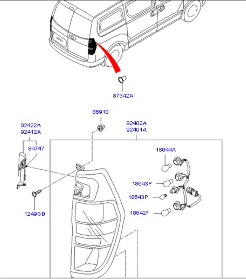 924014H060 Hyundai/Kia piloto posterior izquierdo