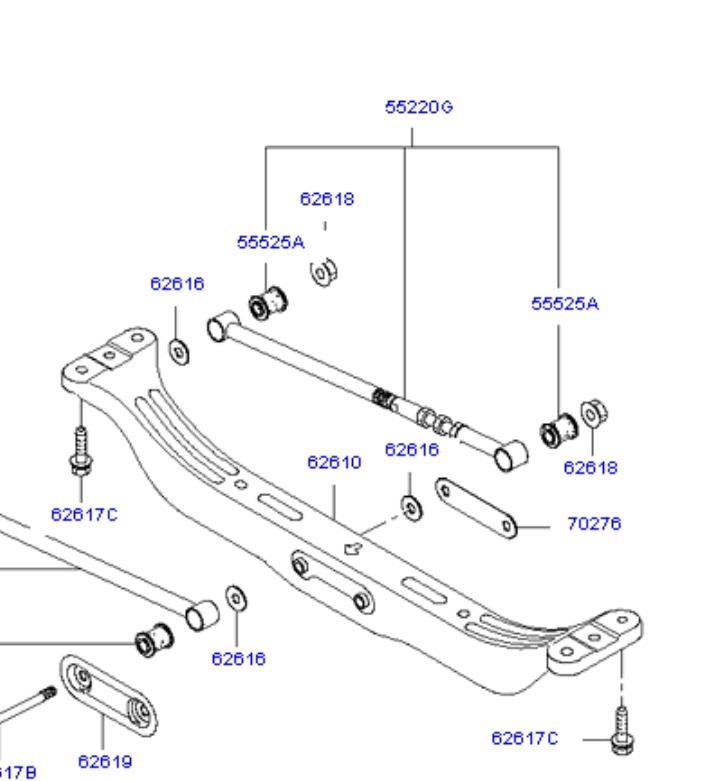 Barra transversal de suspensión trasera 552202F010 Hyundai/Kia