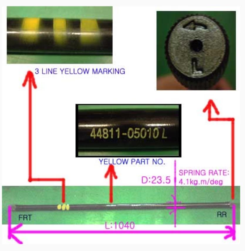 4481105010 Ssang Yong barra de torsión delantera izquierda