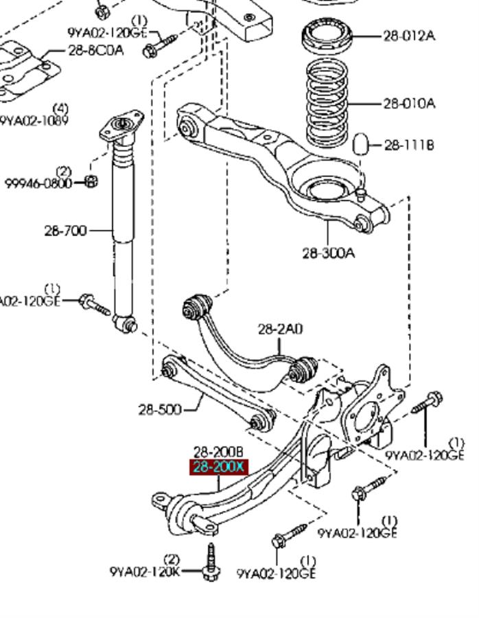 Mangueta trasera izquierda (suspension) para Mazda 5 (CR)