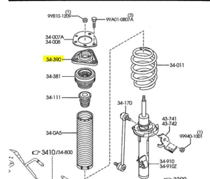 Comprar BP4L34380 Mazda Soporte del amortiguador delantero