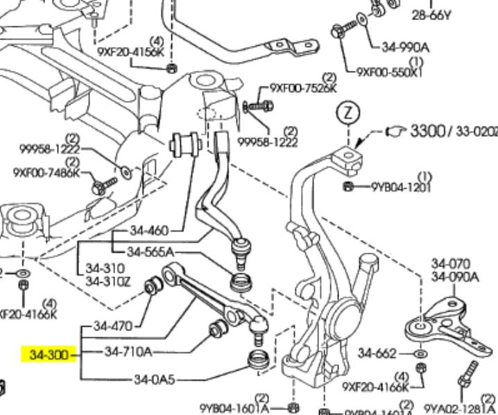 Barra oscilante, suspensión de ruedas delantera, inferior izquierda/derecha GR1A34300A Mazda