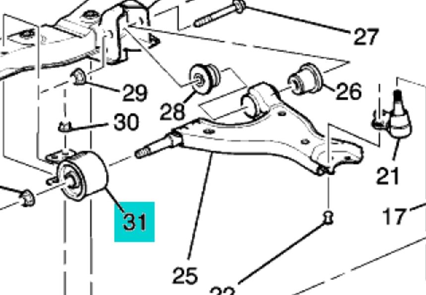 Silentblock de suspensión delantero inferior K201187 Moog