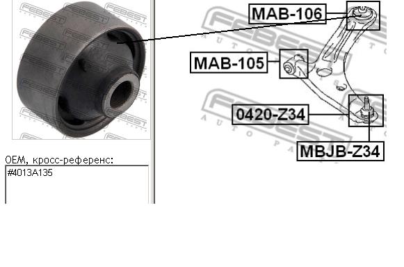 MAB-106 Febest silentblock de suspensión delantero inferior