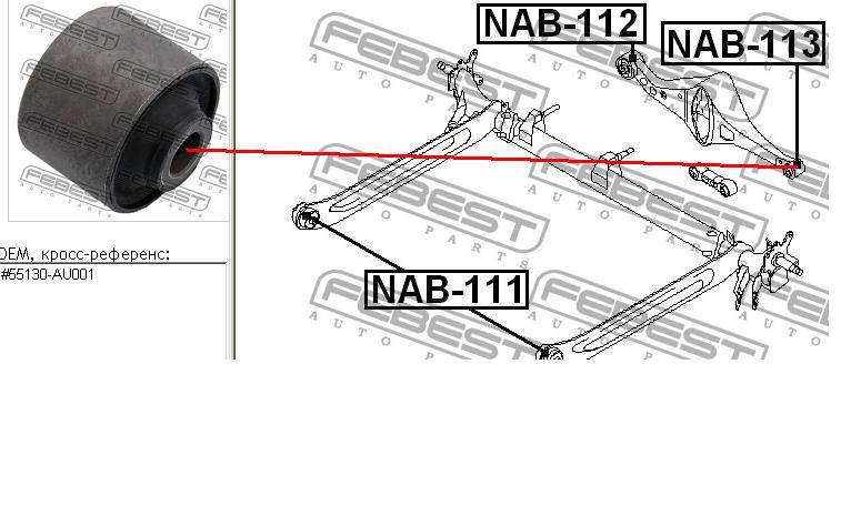 NAB-113 Febest suspensión, barra transversal trasera