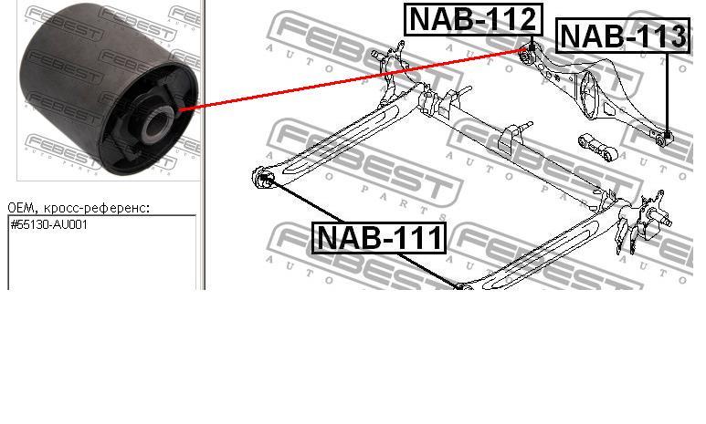 Suspensión, barra transversal trasera NAB112 Febest