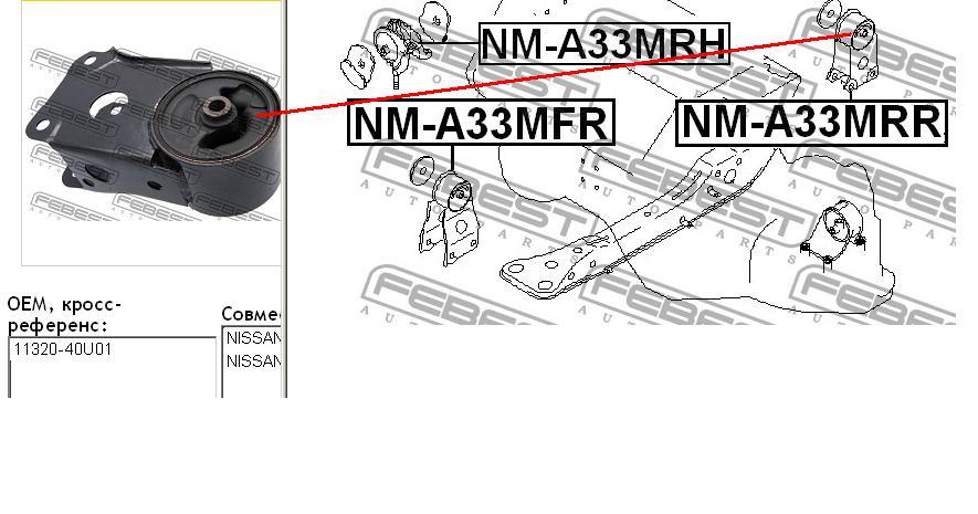 NM-A33MRR Febest soporte de motor trasero