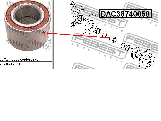 Rodamiento de rueda delantero Febest DAC38740050