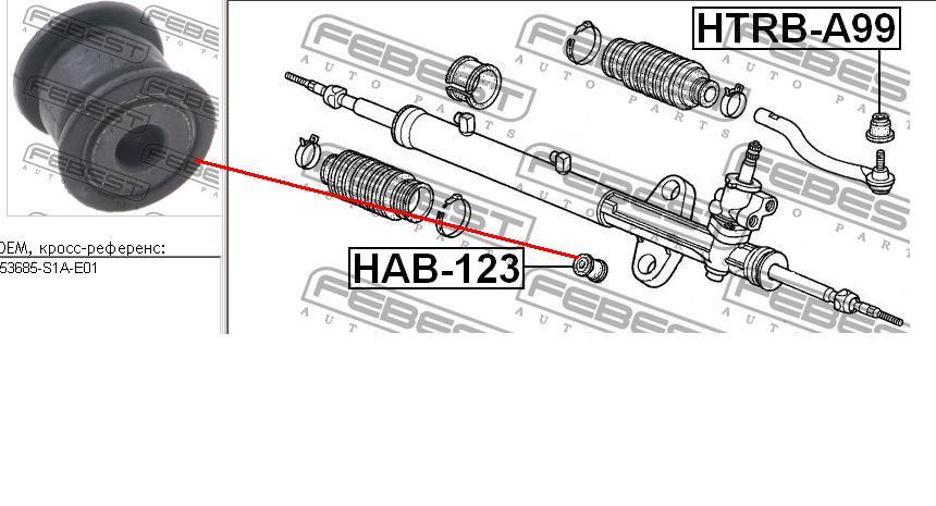 53685S1AE01 Honda Buje de fijación de la cremallera de dirección