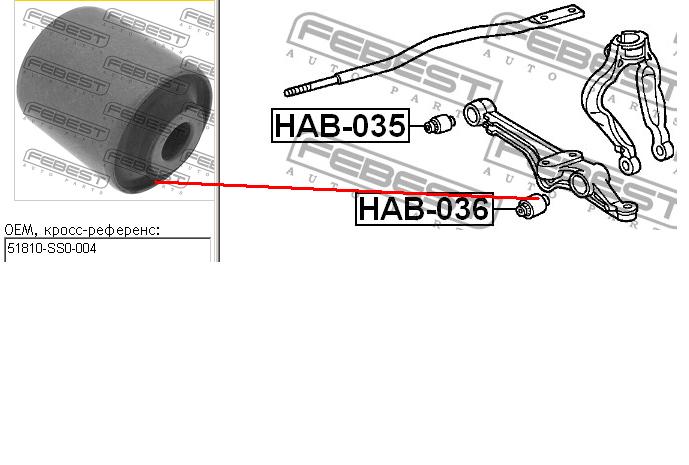 Silentblock de suspensión delantero inferior HAB036 Febest