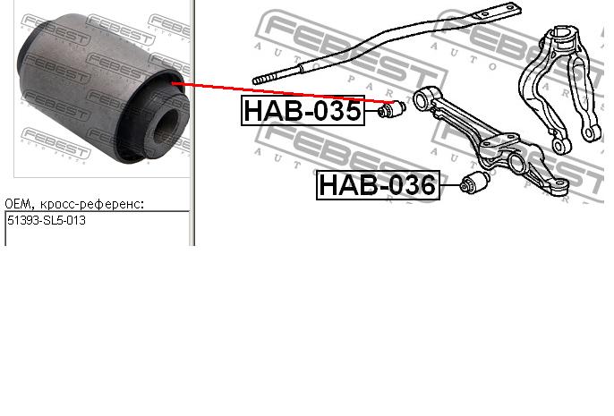 HAB-035 Febest silentblock de suspensión delantero inferior