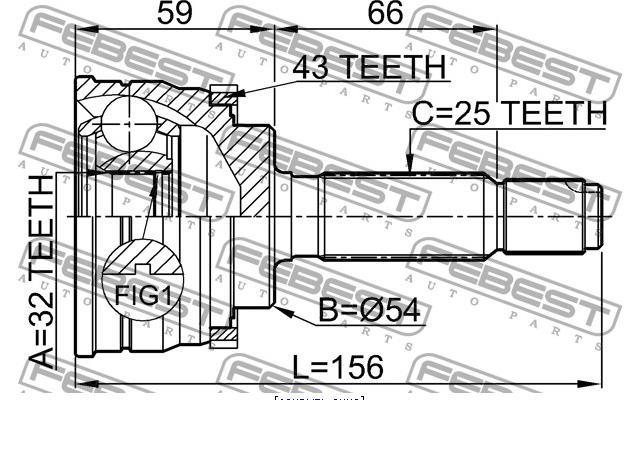 0410-034A43 Febest junta homocinética exterior delantera