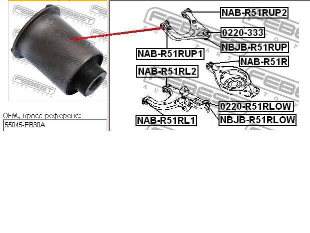 Silentblock de brazo de suspensión trasero superior NABR51RUP1 Febest