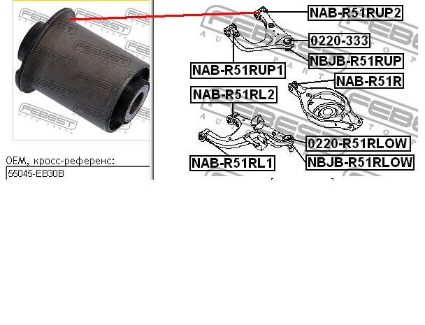 Silentblock de brazo de suspensión trasero superior NABR51RUP2 Febest