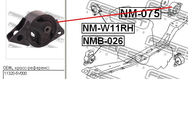 113205V000 Nissan soporte de motor trasero