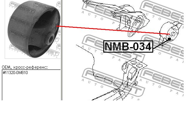 NMB034 Febest soporte, motor, trasero, silentblock