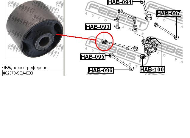 Comprar HAB093 Febest Buje delantero del brazo longitudinal trasero