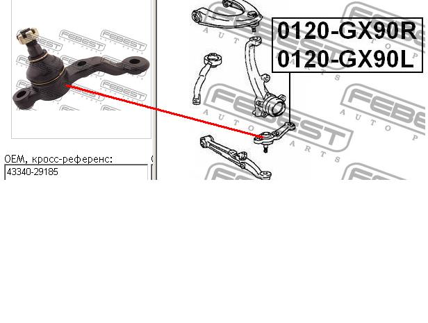 Rótula de suspensión inferior izquierda 0120GX90L Febest