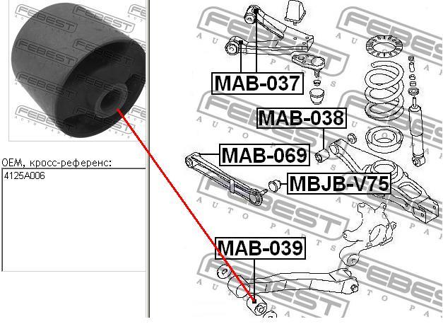 Buje del brazo longitudinal inferior trasero MAB039 Febest