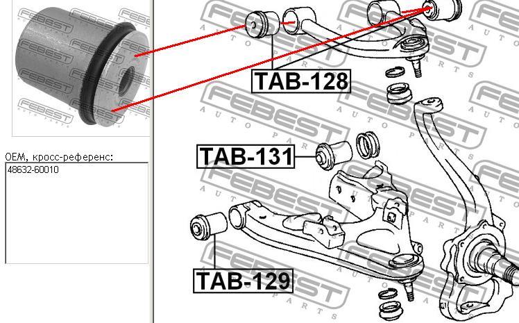 TAB128 Febest silentblock de brazo de suspensión delantero superior