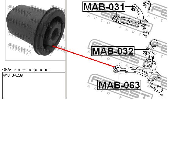 MAB063 Febest Silentblock de brazo de suspensión delantero inferior