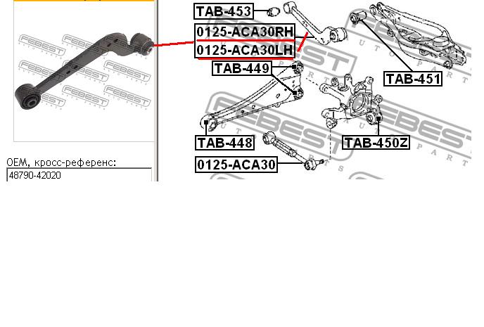 0125-ACA30RH Febest brazo suspension trasero superior derecho