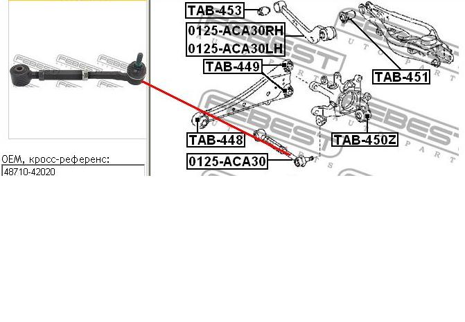 0125-ACA30 Febest barra transversal de suspensión trasera