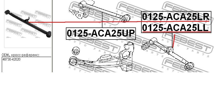 Comprar 0125ACA25LR Febest Brazo de suspensión trasero inferior derecho