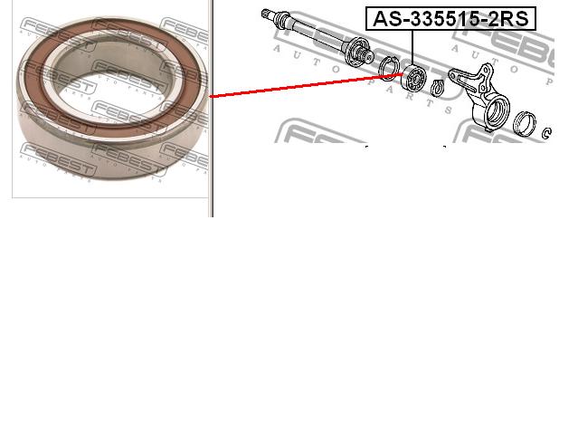AS-335515-2RS Febest rodamiento exterior del eje delantero