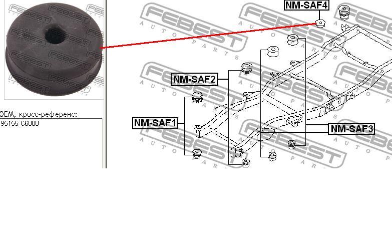 Casquillo, suspensión de cabina 95155C6000 Nissan