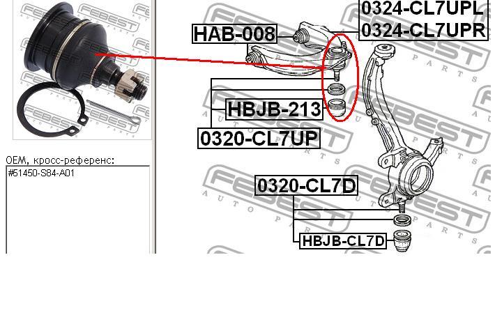 Rótula de suspensión superior 0320CL7UP Febest