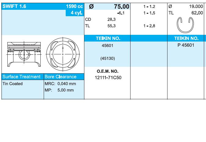 Juego De Piston Para Motor, STD para Suzuki Vitara (ETJA)