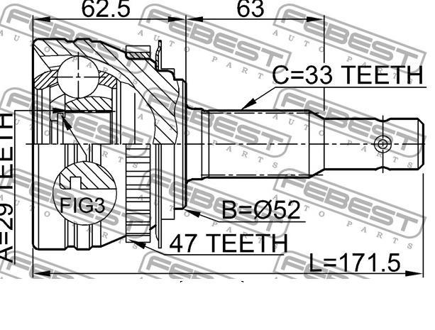 1110-ESPA47 Febest junta homocinética exterior delantera