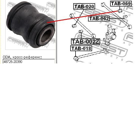 Silentblock de brazo suspensión trasero transversal TAB069 Febest