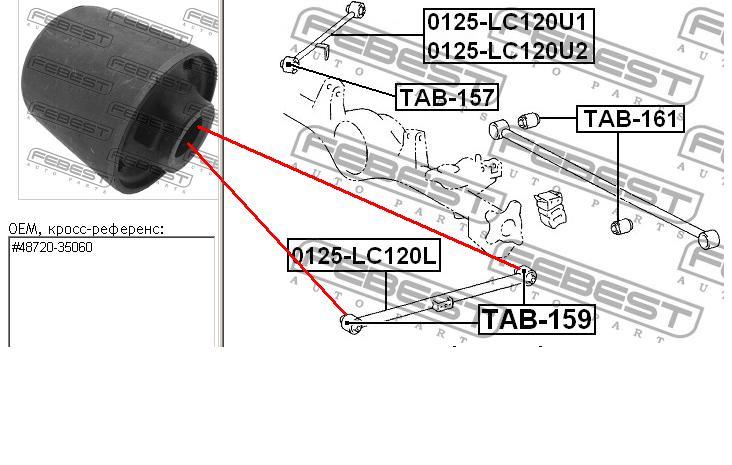 TAB-159 Febest suspensión, brazo oscilante, eje trasero, inferior