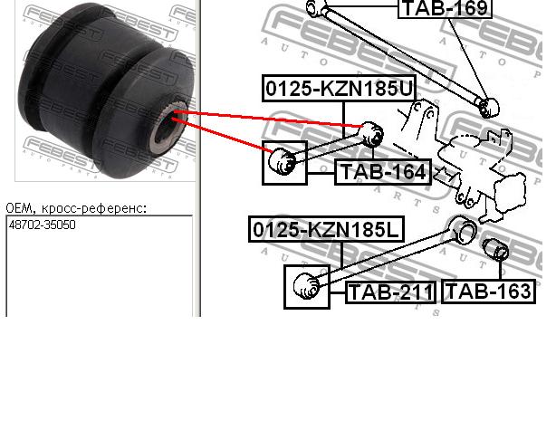 Buje del brazo longitudinal superior trasero Febest TAB164 precio, desde 7,41 EUR
