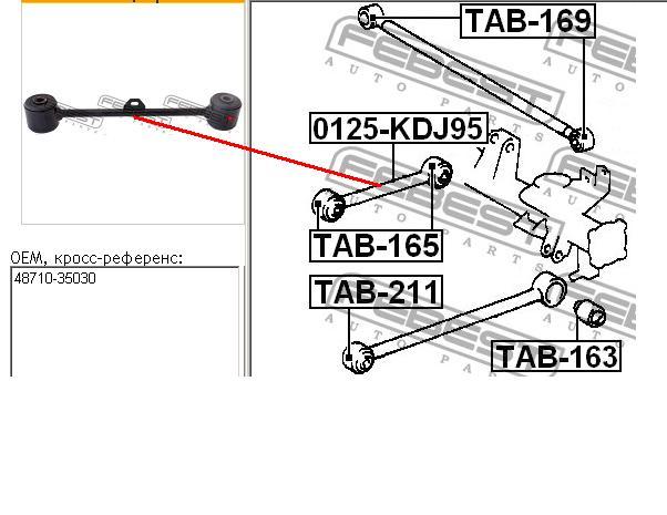 Brazo suspension inferior trasero izquierdo/derecho 0125KDJ95 Febest