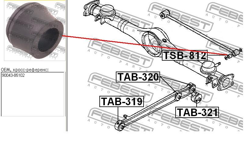 TSB-812 Febest suspensión, barra transversal trasera, exterior