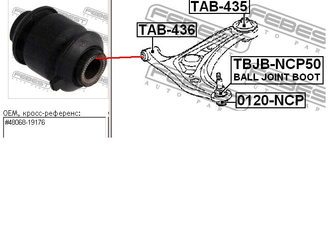 TAB-436 Febest silentblock de suspensión delantero inferior