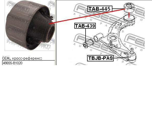 TAB-445 Febest silentblock de suspensión delantero inferior