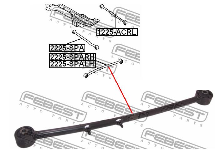 2225-SPALH Febest barra de dirección, eje trasero, izquierda