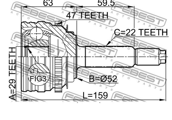 1110006A47 Febest junta homocinética exterior delantera