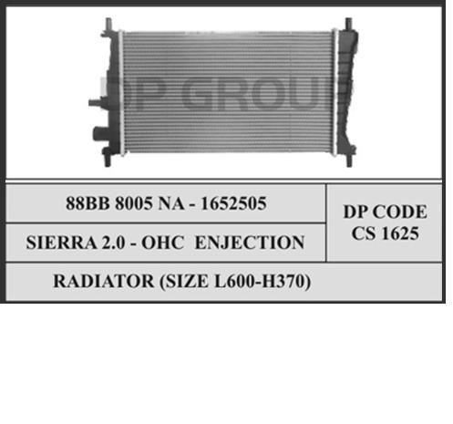 Radiador refrigeración del motor 1652510 Ford