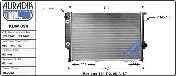 Radiador refrigeración del motor 17111723468 BMW