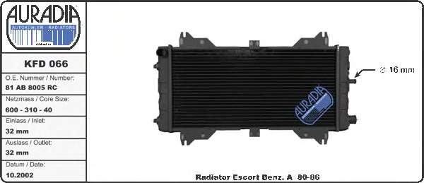 Refrigeración del motor para Ford Escort III ALD
