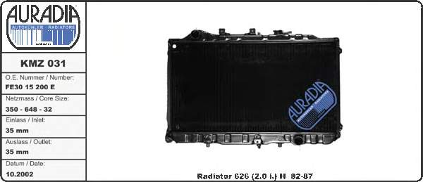 FE3015200F Mazda Refrigeración del motor