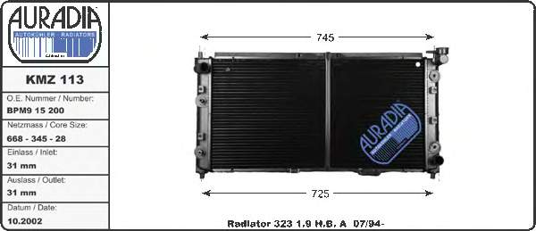 BPM915200B Mazda Refrigeración del motor