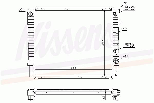 Radiador refrigeración del motor 65542A Nissens