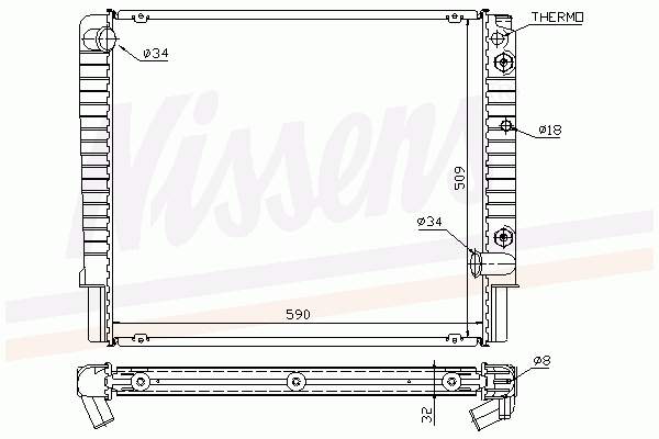 Radiador refrigeración del motor 65509A Nissens